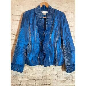 Rafael Jacket Womens 6 Cobalt Satin Ruffle Soft‎ Girl Coquette Ruffles Feminine
